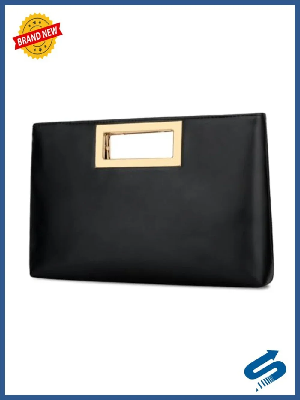 Vegan Faux Leather Clutch Purse Formal Evening Bag with Chain Strap